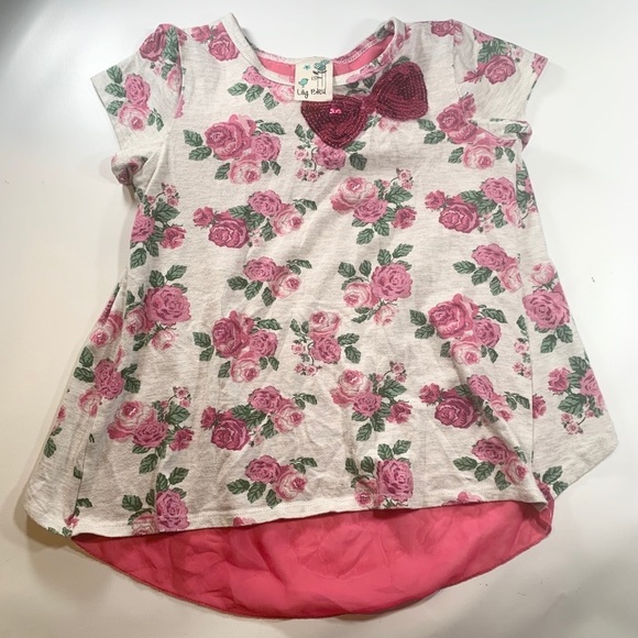 Lily Bleu | Floral Blouse Bow Sequin Open Back Layer Pink - Picture 3 of 7